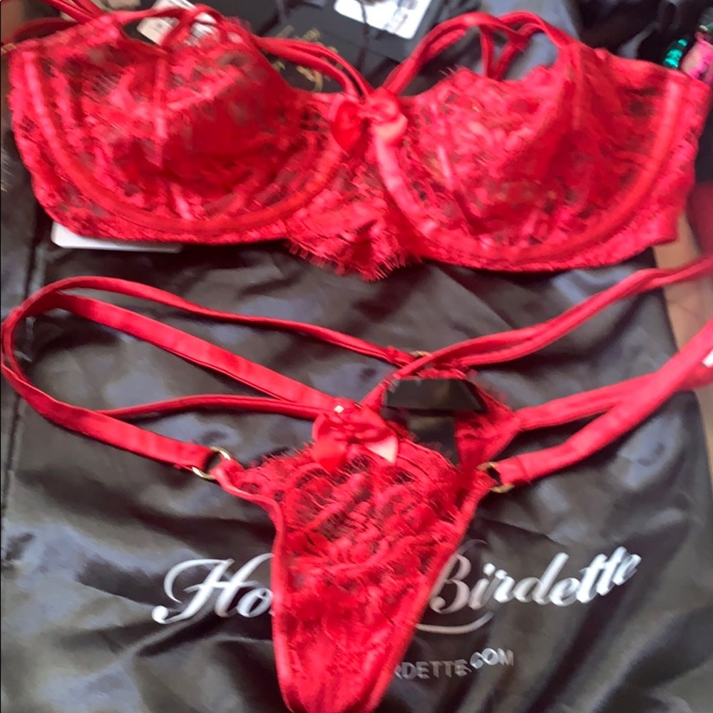Honey Birdette Red Jessica lingerie set